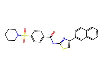 N-(4-(naphthalen-2-yl)thiazol-2-yl)-4-(piperidin-1-ylsulfonyl)benzamide structure