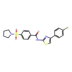 N-(4-(4-bromophenyl)thiazol-2-yl)-4-(pyrrolidin-1-ylsulfonyl)benzamide structure