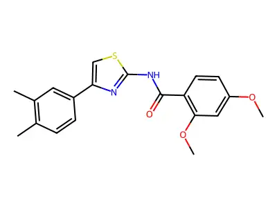 (E)-N-(4-(3,4-dimethylphenyl)thiazol-2(3H)-ylidene)-2,4-dimethoxybenzamide structure