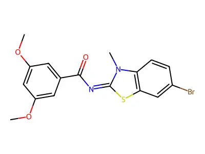 N-(6-bromo-3-methyl-1,3-benzothiazol-2-ylidene)-3,5-dimethoxybenzamide structure