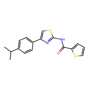 N-[4-(4-propan-2-ylphenyl)-1,3-thiazol-2-yl]thiophene-2-carboxamide structure