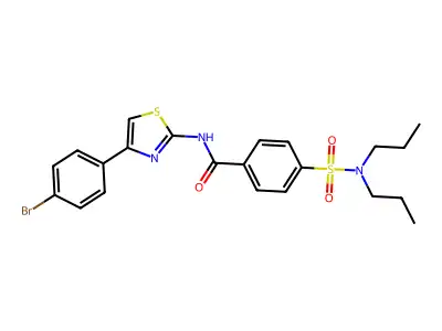 N-[4-(4-bromophenyl)-1,3-thiazol-2-yl]-4-(dipropylsulfamoyl)benzamide structure