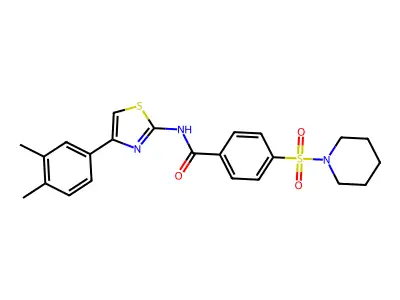 N-(4-(3,4-dimethylphenyl)thiazol-2-yl)-4-(piperidin-1-ylsulfonyl)benzamide structure