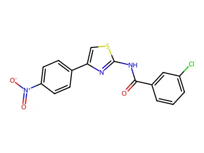 3-chloro-N-[4-(4-nitrophenyl)-1,3-thiazol-2-yl]benzamide structure