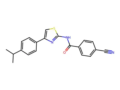 4-cyano-N-[4-(4-propan-2-ylphenyl)-1,3-thiazol-2-yl]benzamide structure