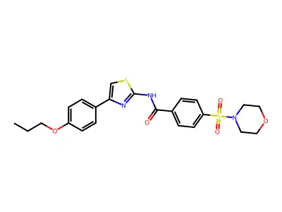 4-(morpholinosulfonyl)-N-(4-(4-propoxyphenyl)thiazol-2-yl)benzamide structure