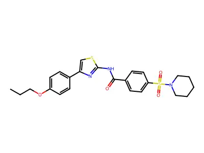 4-(piperidin-1-ylsulfonyl)-N-(4-(4-propoxyphenyl)thiazol-2-yl)benzamide structure