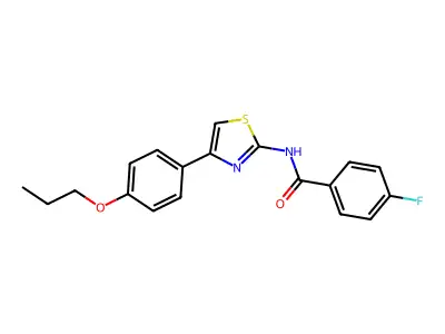 4-fluoro-N-[4-(4-propoxyphenyl)-1,3-thiazol-2-yl]benzamide structure