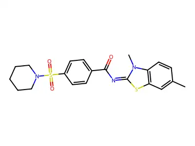 (E)-N-(3,6-dimethylbenzo[d]thiazol-2(3H)-ylidene)-4-(piperidin-1-ylsulfonyl)benzamide structure