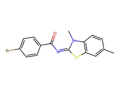 4-bromo-N-(3,6-dimethyl-1,3-benzothiazol-2-ylidene)benzamide structure