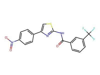 N-[4-(4-nitrophenyl)-1,3-thiazol-2-yl]-3-(trifluoromethyl)benzamide structure