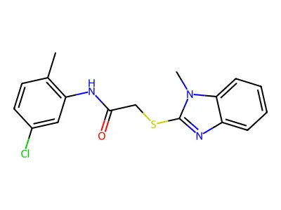 N-(5-chloro-2-methylphenyl)-2-(1-methylbenzimidazol-2-yl)sulfanylacetamide structure