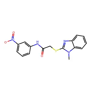 2-[(1-methyl-1H-benzimidazol-2-yl)thio]-N-(3-nitrophenyl)acetamide structure