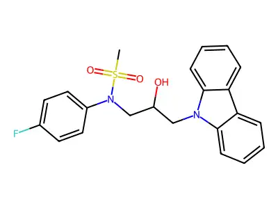 N-[3-(9H-carbazol-9-yl)-2-hydroxypropyl]-N-(4-fluorophenyl)methanesulfonamide structure
