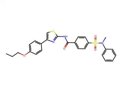 4-[methyl(phenyl)sulfamoyl]-N-[4-(4-propoxyphenyl)-1,3-thiazol-2-yl]benzamide structure