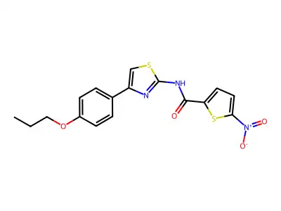 5-nitro-N-[4-(4-propoxyphenyl)-1,3-thiazol-2-yl]thiophene-2-carboxamide structure