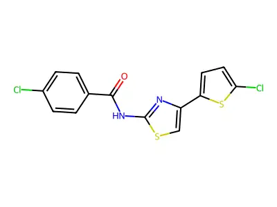 4-chloro-N-[4-(5-chlorothiophen-2-yl)-1,3-thiazol-2-yl]benzamide structure