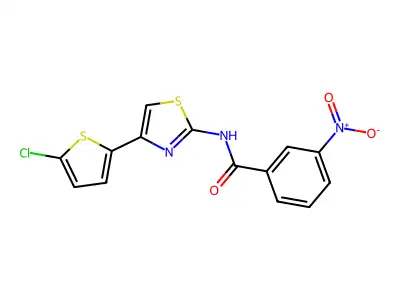 N-[4-(5-chlorothiophen-2-yl)-1,3-thiazol-2-yl]-3-nitrobenzamide structure