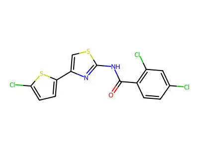 2,4-dichloro-N-[4-(5-chlorothiophen-2-yl)-1,3-thiazol-2-yl]benzamide structure