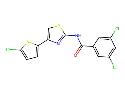3,5-dichloro-N-[4-(5-chlorothiophen-2-yl)-1,3-thiazol-2-yl]benzamide structure