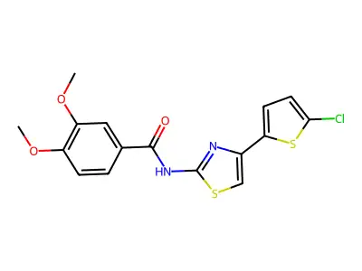 N-(4-(5-chlorothiophen-2-yl)thiazol-2-yl)-3,4-dimethoxybenzamide structure