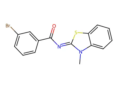 3-bromo-N-(3-methyl-1,3-benzothiazol-2-ylidene)benzamide structure