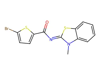 5-bromo-N-(3-methyl-1,3-benzothiazol-2-ylidene)thiophene-2-carboxamide structure