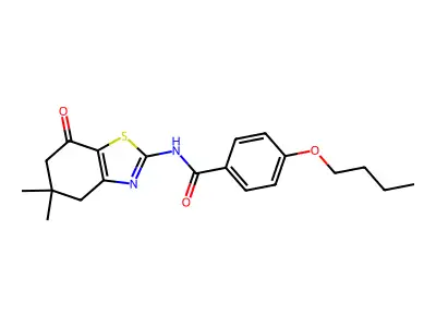 4-butoxy-N-(5,5-dimethyl-7-oxo-4,6-dihydro-1,3-benzothiazol-2-yl)benzamide structure