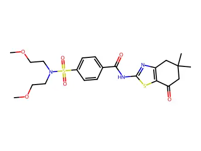 4-[bis(2-methoxyethyl)sulfamoyl]-N-(5,5-dimethyl-7-oxo-4,5,6,7-tetrahydro-1,3-benzothiazol-2-yl)benzamide structure