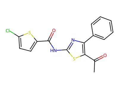 N-(5-acetyl-4-phenyl-1,3-thiazol-2-yl)-5-chlorothiophene-2-carboxamide structure