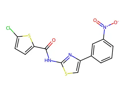 5-chloro-N-[4-(3-nitrophenyl)-1,3-thiazol-2-yl]thiophene-2-carboxamide structure