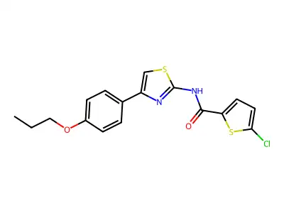 5-chloro-N-[4-(4-propoxyphenyl)-1,3-thiazol-2-yl]thiophene-2-carboxamide structure