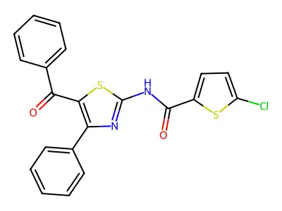 N-(5-benzoyl-4-phenyl-1,3-thiazol-2-yl)-5-chlorothiophene-2-carboxamide structure