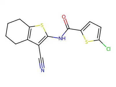 5-chloro-N-(3-cyano-4,5,6,7-tetrahydro-1-benzothiophen-2-yl)thiophene-2-carboxamide structure