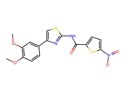 N-[4-(3,4-dimethoxyphenyl)-1,3-thiazol-2-yl]-5-nitrothiophene-2-carboxamide structure