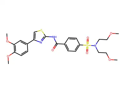 4-[bis(2-methoxyethyl)sulfamoyl]-N-[4-(3,4-dimethoxyphenyl)-1,3-thiazol-2-yl]benzamide structure