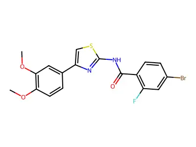 4-bromo-N-(4-(3,4-dimethoxyphenyl)thiazol-2-yl)-2-fluorobenzamide structure