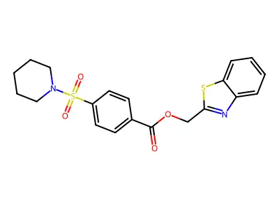 Benzo[d]thiazol-2-ylmethyl 4-(piperidin-1-ylsulfonyl)benzoate structure