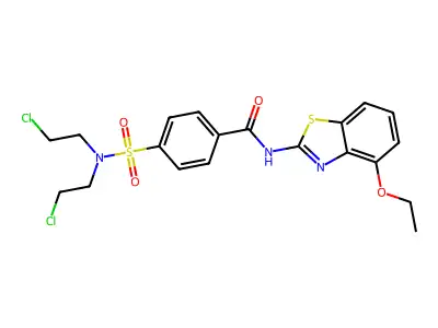 4-[bis(2-chloroethyl)sulfamoyl]-N-(4-ethoxy-1,3-benzothiazol-2-yl)benzamide structure