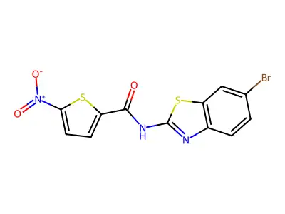 N-(6-bromo-1,3-benzothiazol-2-yl)-5-nitrothiophene-2-carboxamide structure