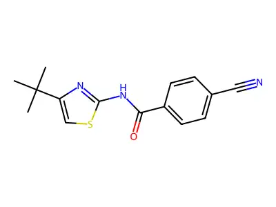 N-(4-tert-butyl-1,3-thiazol-2-yl)-4-cyanobenzamide structure