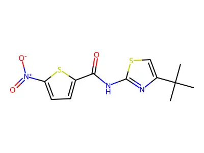 N-(4-tert-butyl-1,3-thiazol-2-yl)-5-nitrothiophene-2-carboxamide structure
