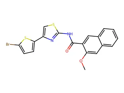 N-[4-(5-bromothiophen-2-yl)-1,3-thiazol-2-yl]-3-methoxynaphthalene-2-carboxamide structure