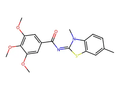 N-(3,6-dimethyl-1,3-benzothiazol-2-ylidene)-3,4,5-trimethoxybenzamide structure
