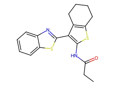 N-[3-(1,3-benzothiazol-2-yl)-4,5,6,7-tetrahydro-1-benzothiophen-2-yl]propanamide structure