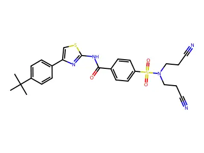 4-[bis(2-cyanoethyl)sulfamoyl]-N-[4-(4-tert-butylphenyl)-1,3-thiazol-2-yl]benzamide structure