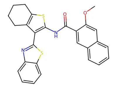 N-[3-(1,3-benzothiazol-2-yl)-4,5,6,7-tetrahydro-1-benzothiophen-2-yl]-3-methoxynaphthalene-2-carboxamide structure