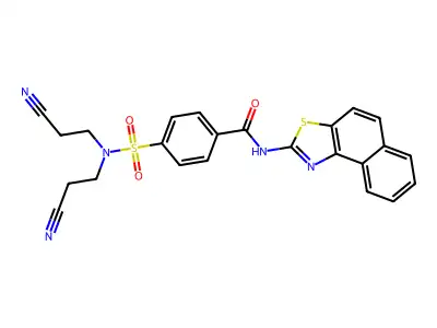 N-benzo[e][1,3]benzothiazol-2-yl-4-[bis(2-cyanoethyl)sulfamoyl]benzamide structure