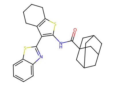 N-[3-(1,3-benzothiazol-2-yl)-4,5,6,7-tetrahydro-1-benzothiophen-2-yl]adamantane-1-carboxamide structure