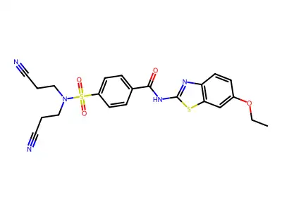 4-[bis(2-cyanoethyl)sulfamoyl]-N-(6-ethoxy-1,3-benzothiazol-2-yl)benzamide structure